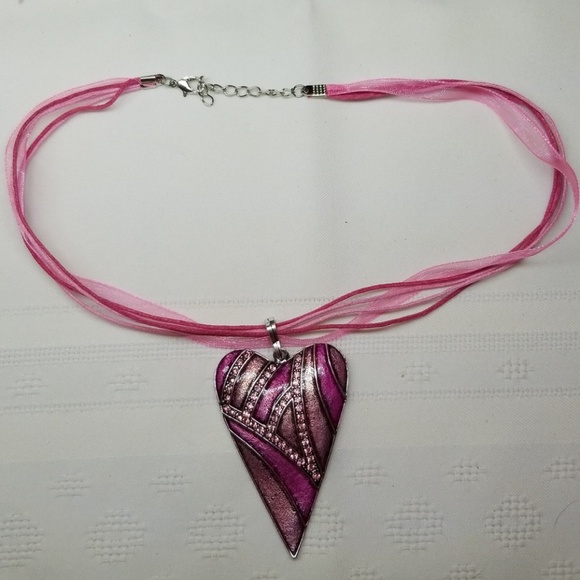 Enameled heart necklace - Picture 3 of 7